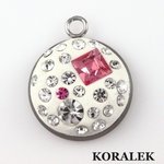 Metalliriipus kristalli-pinkki-valkoinen, 20mm