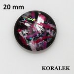 20mm käsinmaalattu Preciosa lasikapussi (pinkki-hopea-musta)