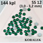 SS 12 smaragdin vihreä (peilipohja), 144 kpl - liimattavat strassit